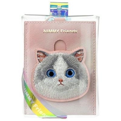 7. Nimmy Big Eyed Pet 2.0 Kartenetui mit Katzenmotiv, Rosa