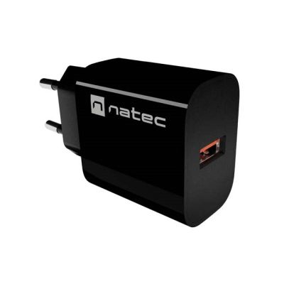 7. NATEC RIBERA 1X USB-A 18W SCHWARZES WANDLADEGERÄT