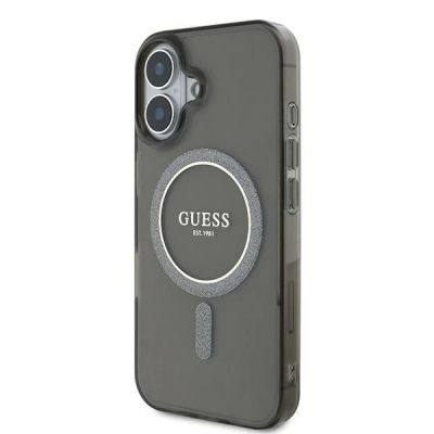 2. Guess IML Glitter Circle MagSafe Hülle für iPhone 16 - Schwarz