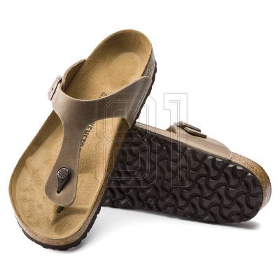 3. Birkenstock Gizeh Oiled Leather Tobacco Brown Regular Wide Damen Flip-Flops (0943811)