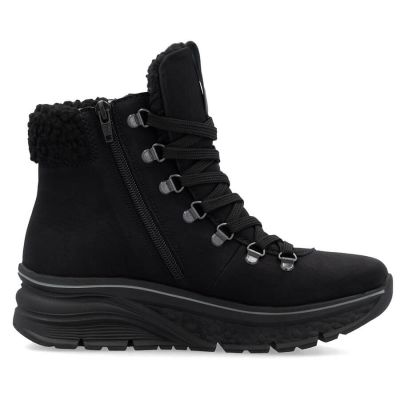 9. Wasserdichte, gefütterte Damen-Trekkingschuhe in Schwarz Rieker 48034-00