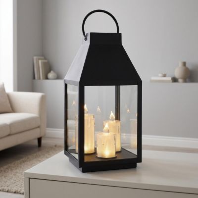 3. LED-Laterne 35 cm, 3 Kerzen, Saska Geschenk & Dekoration