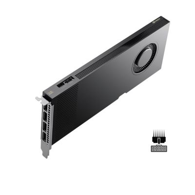 PNY RTX PRO 4000 Blackwell, 24 GB GDDR7 ECC 192-Bit, 140 W, PCI Express 5.0 x16, 4 x DisplayPort 2.1, ATX-Blende, 1 x CEM5 16-Pin-Stromkabel, FHML Single Slot, kleine Verpackung