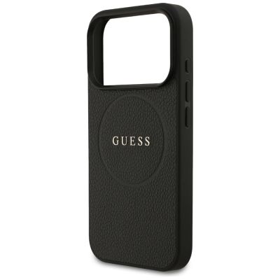 6. Guess Grained Ring MagSafe Hülle für iPhone 17 Pro - Schwarz