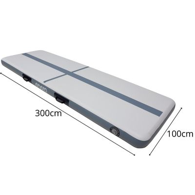 20. Luftkissen-Turnmatte für Akrobatikpfade, 300 x 100 x 15 cm, mit elektrischer Pumpe, grau