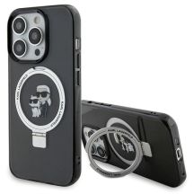 Karl Lagerfeld KLHMP15LHMRSKCK iPhone 15 Pro 6,1" schwarz/schwarz Hardcase Ringständer Karl&Choupette MagSafe