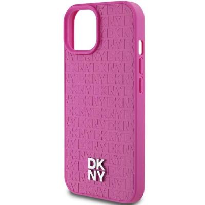 6. DKNY MagSafe-Hülle mit Ledermuster und Metalllogo für iPhone 15/14/13, Rosa