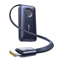 Baseus EnerCore CR11 10000mAh 45W Powerbank mit einziehbarem USB-C-Kabel – Schwarz