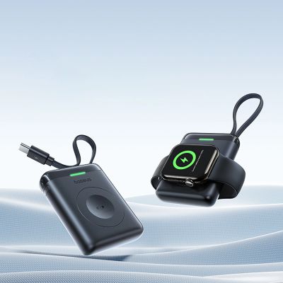 7. Baseus EnerFill FW11 5W Powerbank für Apple Watch mit integriertem Kabel – Schwarz