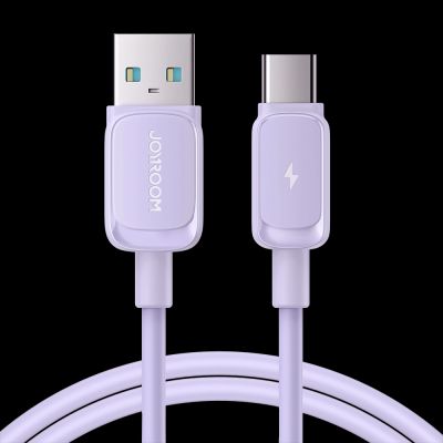 3. Joyroom Multi-Color Series A14 USB-A/USB-C 3A-Kabel 1,2 m – Lila
