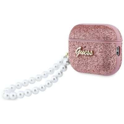 3. Guess Glitzer-Perlen-Schutzhülle für AirPods Pro 3 – Pink