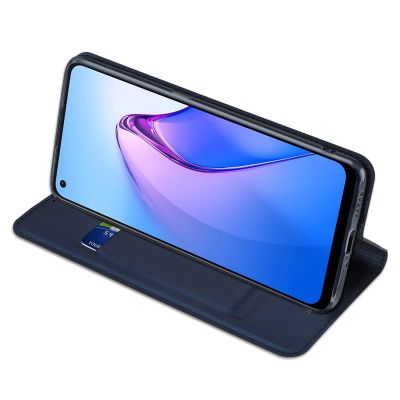 5. Dux Ducis Skin Pro Hülle für Oppo Reno 8 Flip Cover Card Wallet Stand blau