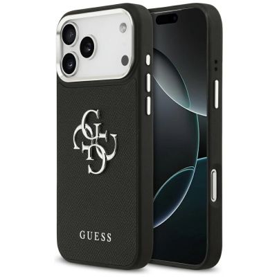 Guess Grained Big 4G Classic Logo Hülle für iPhone 17 Pro Max - Schwarz