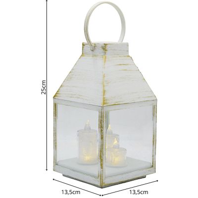 4. Adventslaterne Roraty LED-Laterne 25 cm 3 Kerzen Weiß