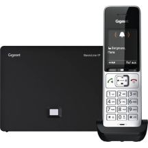 Gigaset BasicLine IP + COMFORT 500HX DECT-Telefon mit Anrufernamen und --ID, Schwarz/Silber