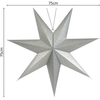 17. Dekorativer hängender Papierstern 75 cm Silber