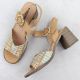 13. Damen-Sandalen mit Flechtoptik und Blockabsatz, beige M.Daszyński MR24125-4