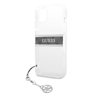 6. Guess GUHCP13SKB4GGR iPhone 13 mini 5.4" Transparente Hardcase 4G Grey Strap Charm