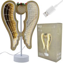 Dekorative Engelsflügel aus Holz, 106 LEDs, Infinity, 37 cm, USB, Luca