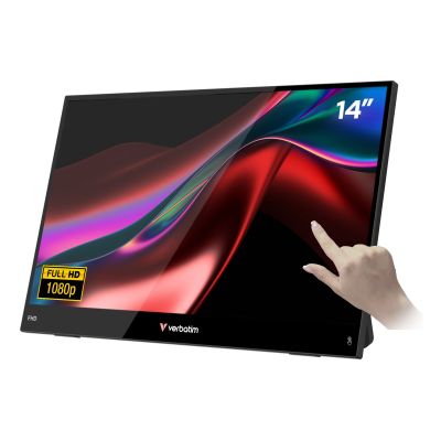 Verbatim Tragbarer 14" FHD Touch-Monitor, leichter tragbarer Monitor, Schwarz, 35,6 cm (14") LCD, 1920 x 1080 Pixel