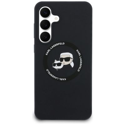 3. Karl Lagerfeld Silikonhülle mit Karl & Choupette-Motiv (MagSafe) für Samsung Galaxy S25 FE – Schwarz