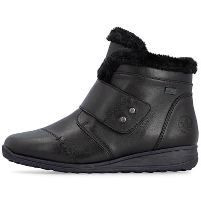 9. Rieker 47268-00 Wasserdichte Leder-Ankle-Boots für Damen, Schwarz