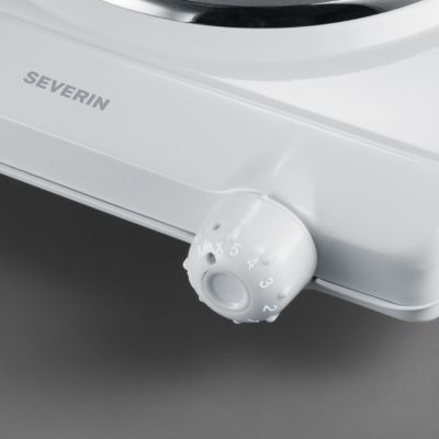 4. SEVERIN Elektrische Einzelkochplatte, weiß emailliert, Thermostat, 1500 W, DK1091
