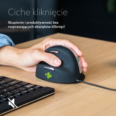 10. Ergonomische R-Go HE USB-Maus für Linkshänder, Schwarz/Silber