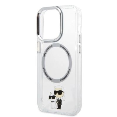 6. Karl Lagerfeld Iconic Karl&Choupette MagSafe Hülle für iPhone 14 Pro – transparent