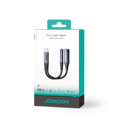 5. Joyroom SY-C02 2in1 DAC-Adapter USB-C auf USB-C / 3,5-mm-Miniklinke – Schwarz