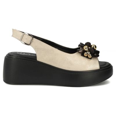 2. Damen-Keilsandalen aus goldenem Leder, Modell Filippo DS7577