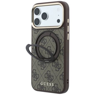 2. Guess Ring Stand 360 4G Classic Logo MagSafe Hülle für iPhone 18 Pro / 17 Pro - Braun
