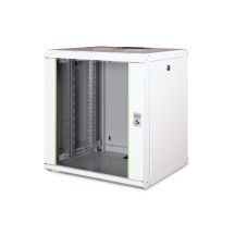 Digitus Unique 19" 12U 600x450 Wand-Netzwerkschrank, Glastür, grau, ungeteilt, montiert, 100 kg