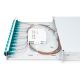 17. FO-Patchpanel mit Ausstattung 19 Zoll 1 HE, 12x LC DX, OM3, Anschlusskabel, Adapter, Einschubfächer, verschiebbar, grau