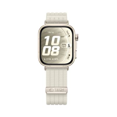 3. Tech-Protect Nylonarmband für Huawei Watch Fit 3 / 4 / 4 Pro / 5 / 5 Pro – Weiß