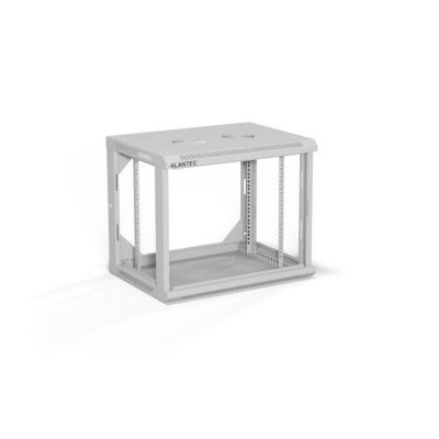 2. ALANTEC 19" 9 HE 600x450 Wandgehäuse, Glastür, grau, zur Selbstmontage – Flat Pack (SW-9U-600-450-01-SF)
