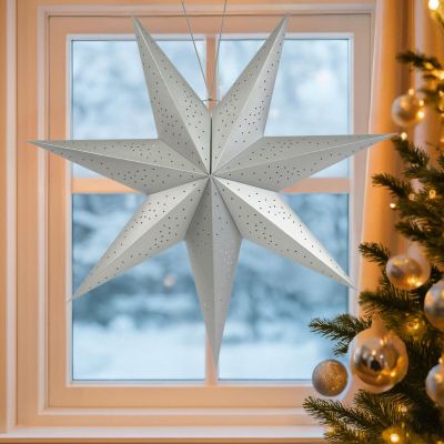 6. Dekorativer hängender Papierstern 75 cm Silber
