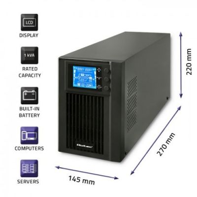 3. Qoltec 53042 USV Doppelwandler (Online) 1 kVA 800 W 2 x Netzsteckdose
