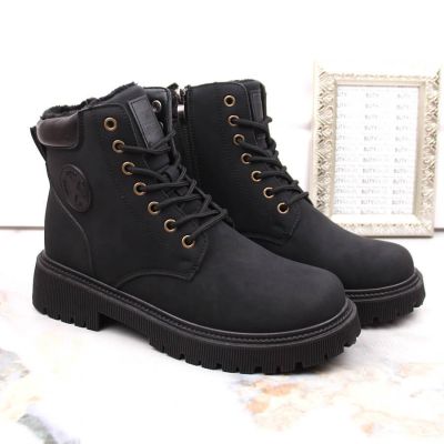 9. NEWS W EVE364A schwarze isolierte Wanderstiefel mit Reißverschluss