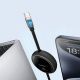 4. Baseus Free2Draw Mini USB-C – USB-C 100 W 1 m einziehbares Kabel – Schwarz