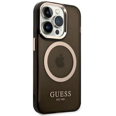 4. Guess GUHMP14XHTCMK iPhone 14 Pro Max 6,7" schwarz/schwarzes Hartschalenetui Gold Outline Translucent MagSafe