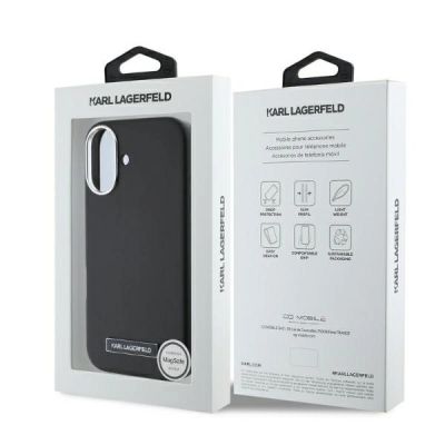 5. Karl Lagerfeld FW Metal Plate MagSafe Hülle für iPhone 16 – Schwarz