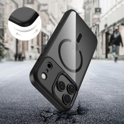 4. Tech-Protect MagMat MagSafe Case für iPhone 17 Pro - Transparent Schwarz