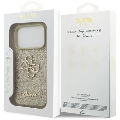 8. Guess Fixed Glitter Big 4G Hülle für iPhone 17 Pro - Gold