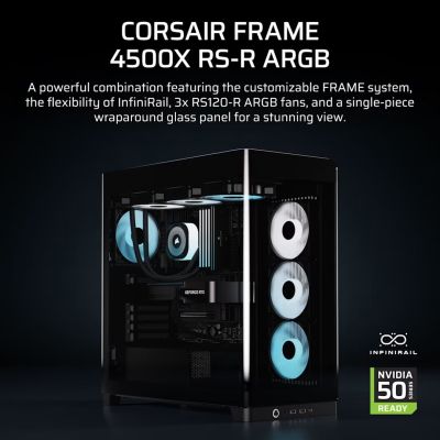 9. Corsair FRAME 4500X RS-R ARGB Midi-Tower-Gehäuse mit Seitenwand aus gehärtetem Glas, Schwarz
