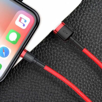 7. Baseus Cafule USB-A / Lightning 2.4A QC 3.0 Kabel 0,5 m - rot