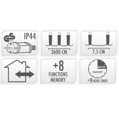 3. Lichterkette für den Weihnachtsbaum, 480 LEDs, Timer, warmweiß, transparentes Kabel