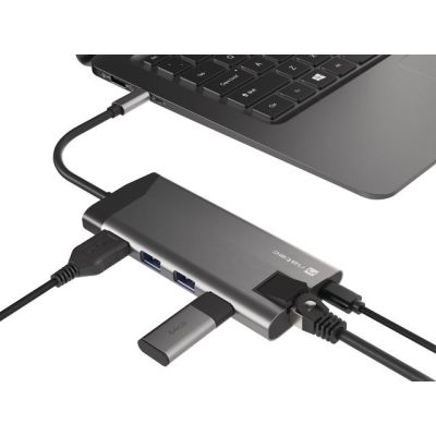 4. NATEC MULTIPORT-ADAPTER FOWLER PLUS USB-C->USB 3.0 3X, HDMI 4K, USB-C PD, RJ45, MICRO SD NMP-1690