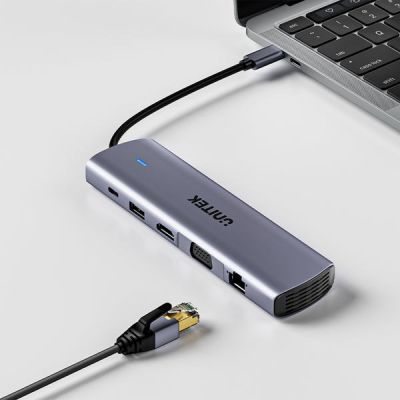 7. UNITEK D1113BGY01 Hubs und Konzentratoren 2 x USB 3.2 Gen 2 (3.1 Gen 2) Typ-C 1000 Mbit/s Grau