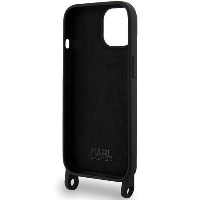 6. Karl Lagerfeld KLHCP15SSCBSKNK iPhone 15 6,1" Hardcase schwarz/schwarz Crossbody Silikon Ikonik
